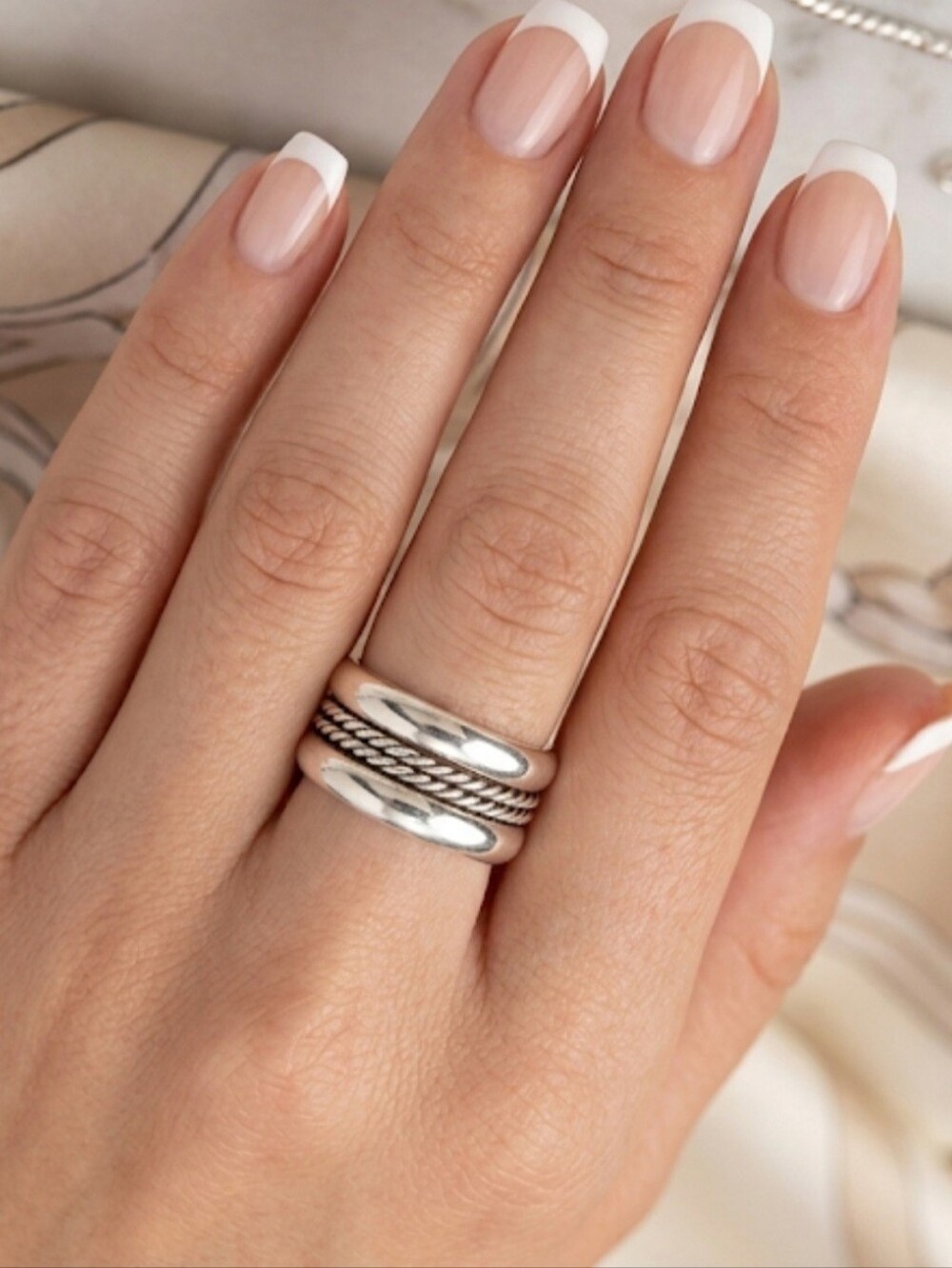 925 Sterling Silver Braided Band Size 8